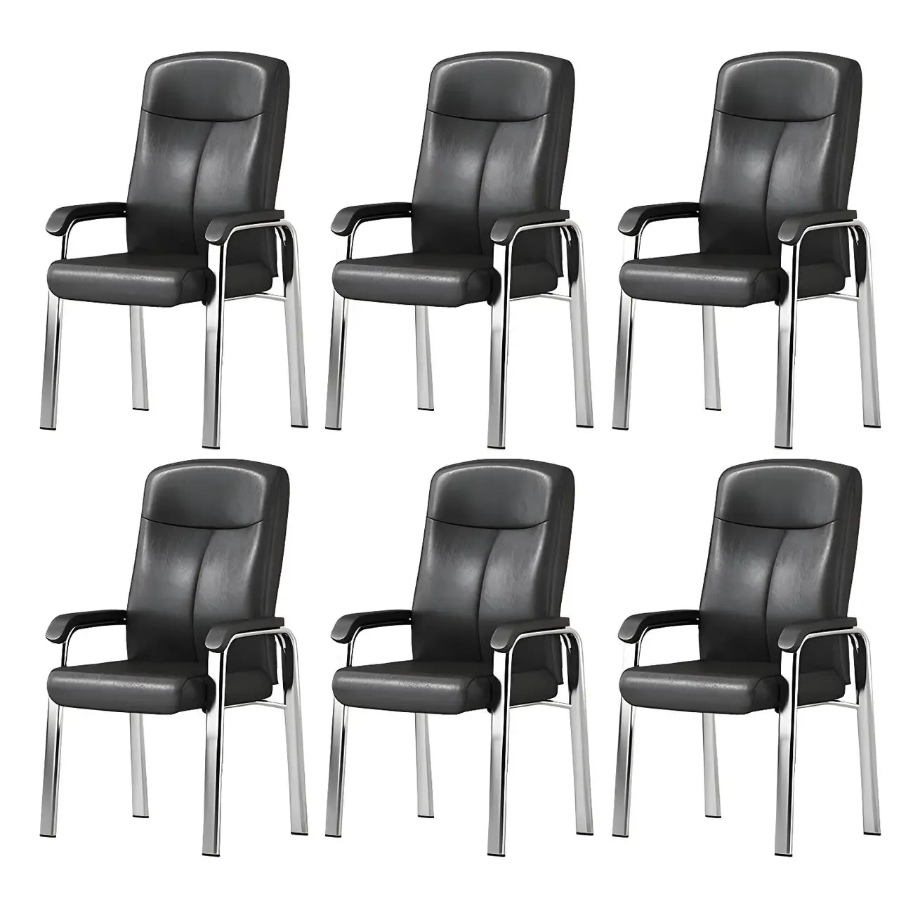 Chaise de bureau moderne HomeyFad en cuir et métal, à 4 pieds et accoudoirs