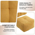 HOMEFUN Poltrona singola moderna trapuntata in Bouclé con pouf