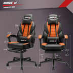 Chaise de jeu BOSSIN style racing, chaise de jeu grande taille supportant jusqu'à 136 kg (300 lbs), dossier haut, chaise d'ordinateur