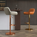 Tabourets de bar pivotants minimalistes en cuir avec dossier bas pour la cuisine