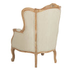 Fauteuil à oreilles Safavieh Couture Kali en chêne et lin naturel - 34 larg. x 34 prof. x 40 haut.