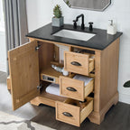 Meuble-lavabo Hervas avec plateau en marbre naturel, sans miroir.