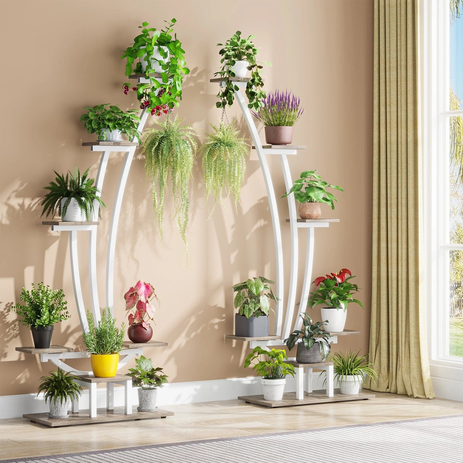 Support pour plantes d'intérieur, étagère à fleurs à 6 niveaux pour jardin - Lot de 2